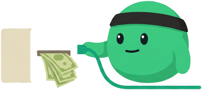 Dopply mascot collecting payouts from an ATM